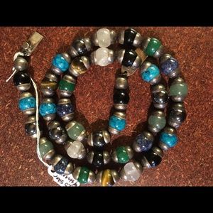 Sterling silver, multi stone necklace.